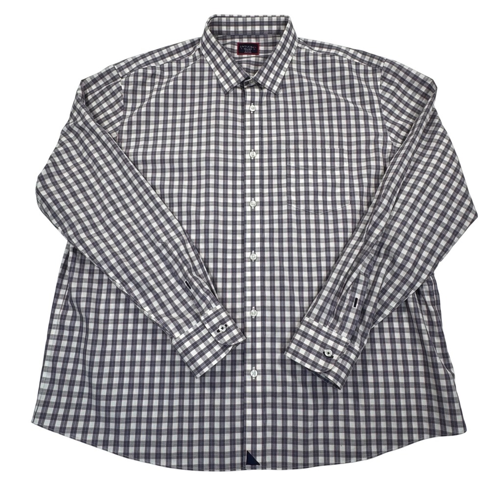 UNTUCKit Marc Shirt Mens 3XL Navy Plaid Wrinkle Free Cotton Button Down 35458
